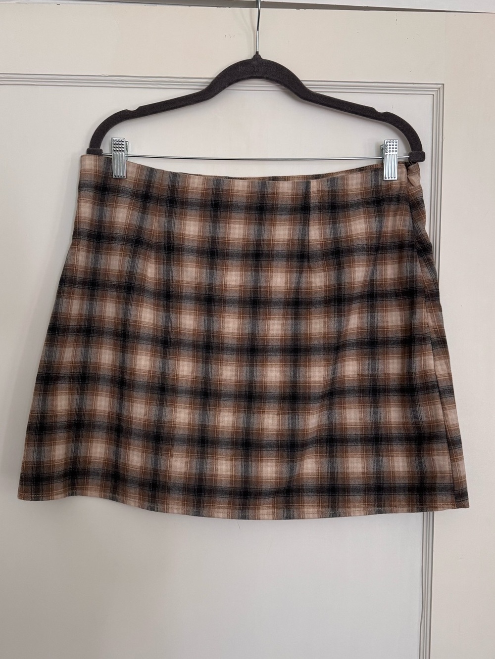 Blue and Cream Plaid Mini Skirt - Picture 2 of 4